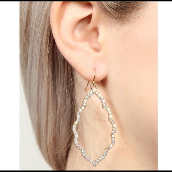 JW56) New! Pink Rose Gold Rhinestone Moroccan Earrings - Picture 3 of 3